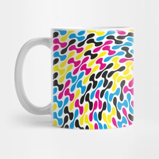 CMYK Twisted Metaballs Pattern (White) Mug